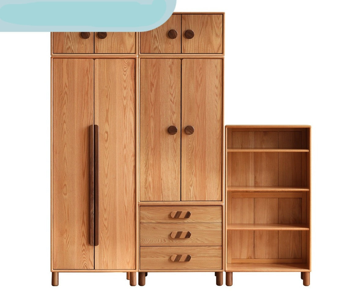 Oak solid wood wardrobe bookcase free combination "