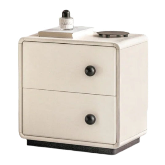 Poplar Solid Wood Modern White Nightstand.