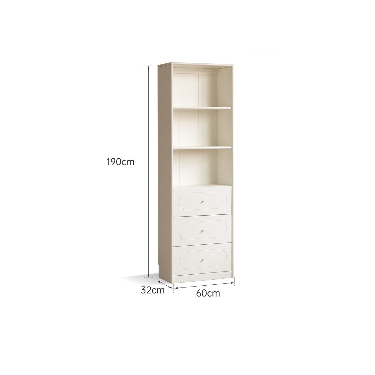 Poplar Solid Wood Bookcase White With Glass Door French Cream Style
