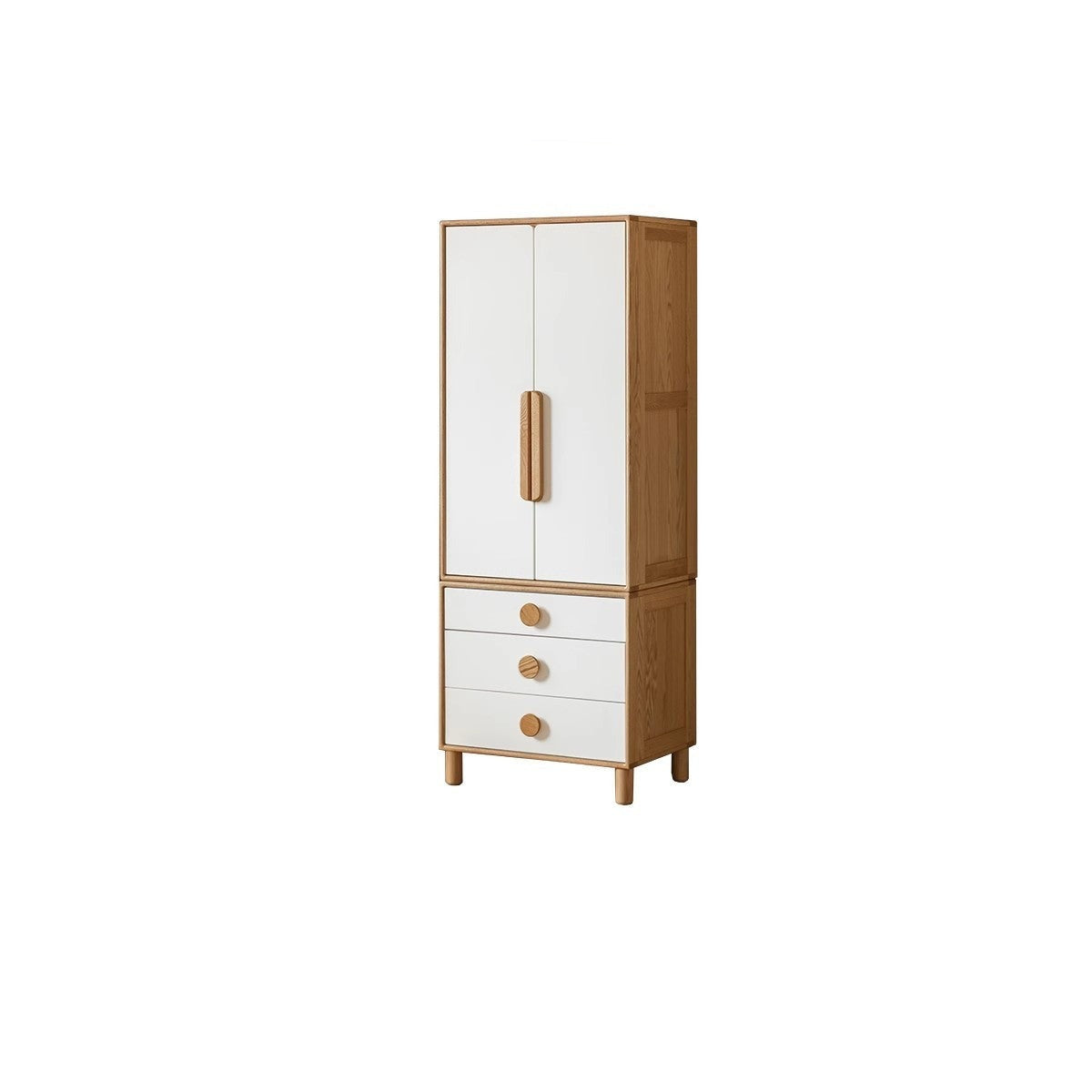 Oak Solid Wood Children's Wardrobe Combination Storage Cabinet