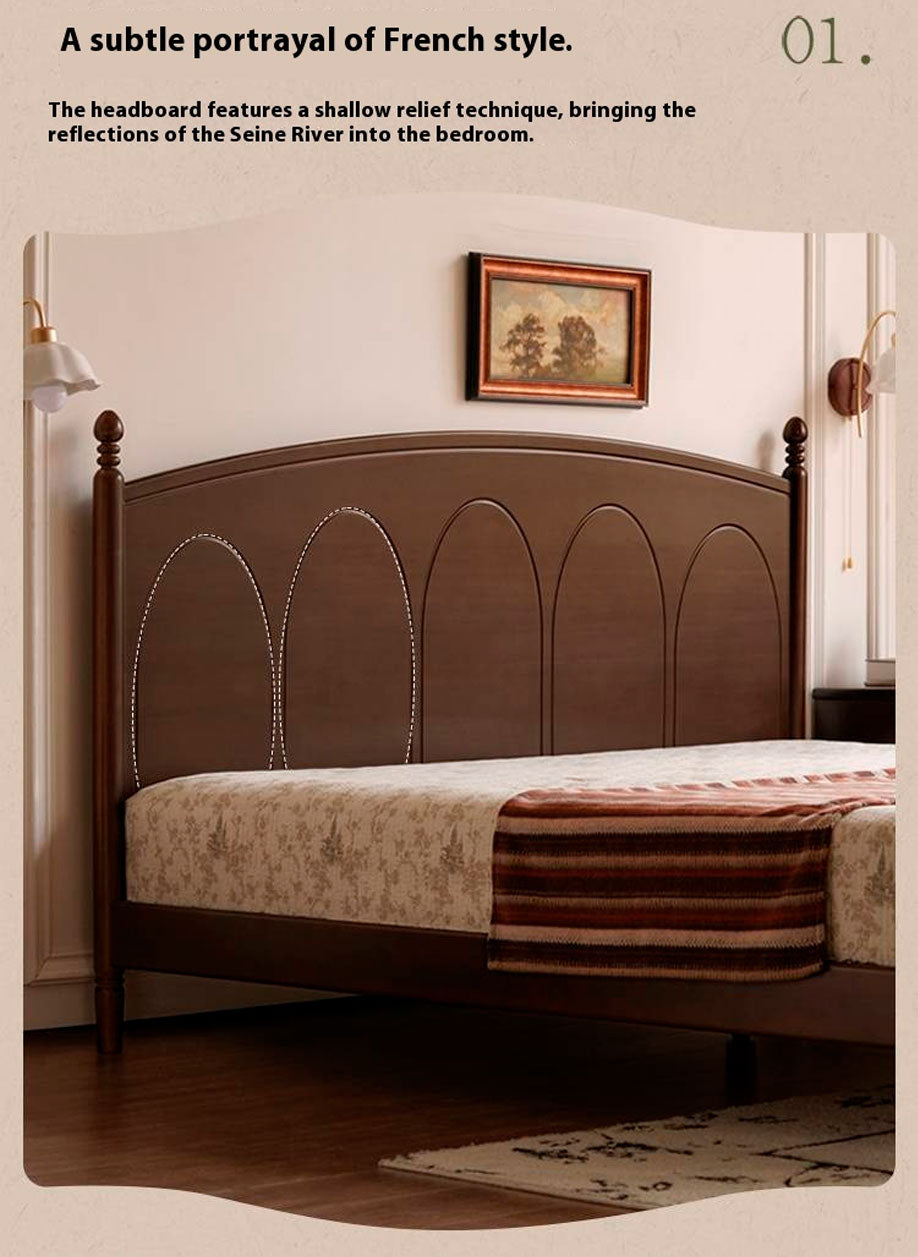 Poplar Solid Wood French Retro Bed