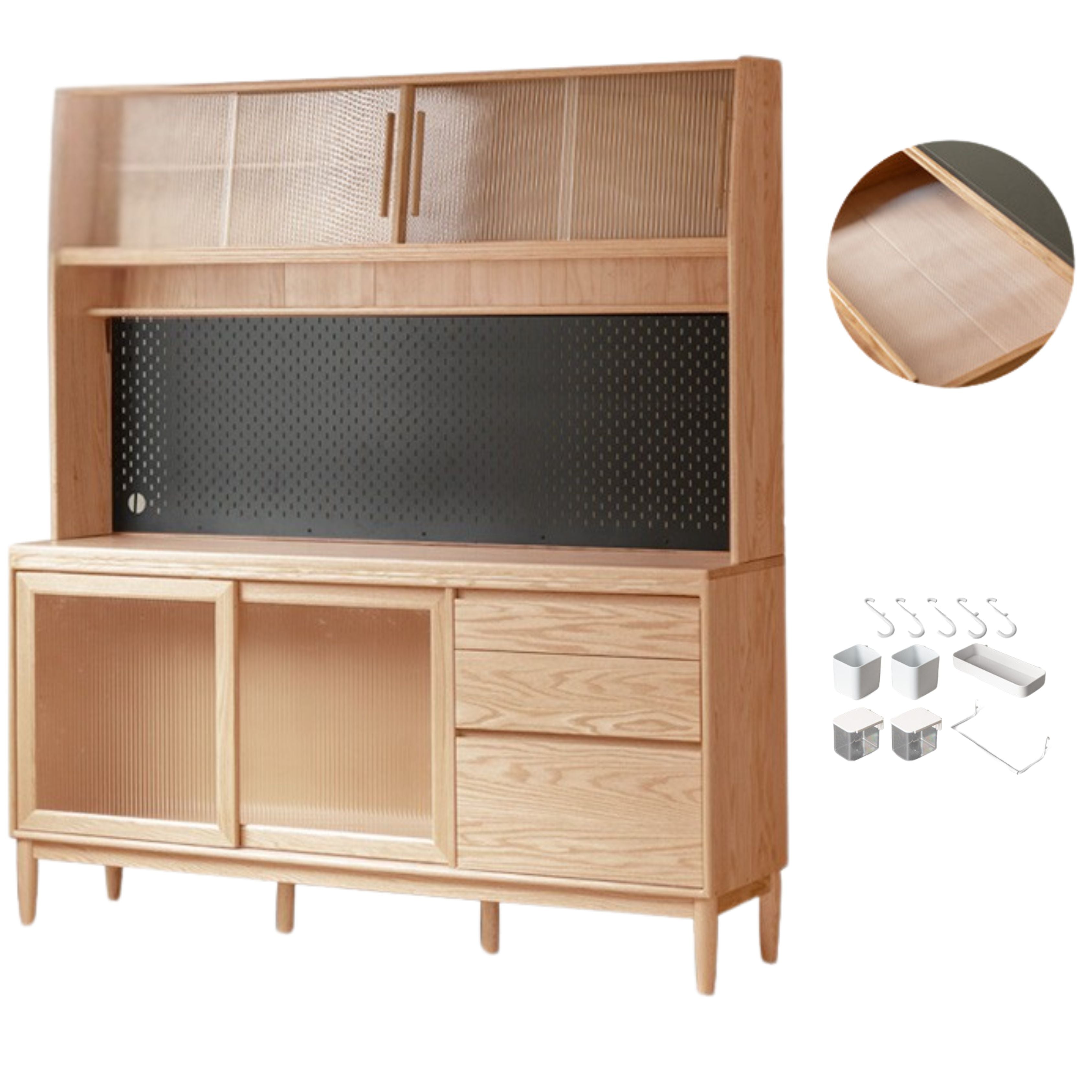 Oak, Ash Solid Wood Large Capacity Storage Sideboard