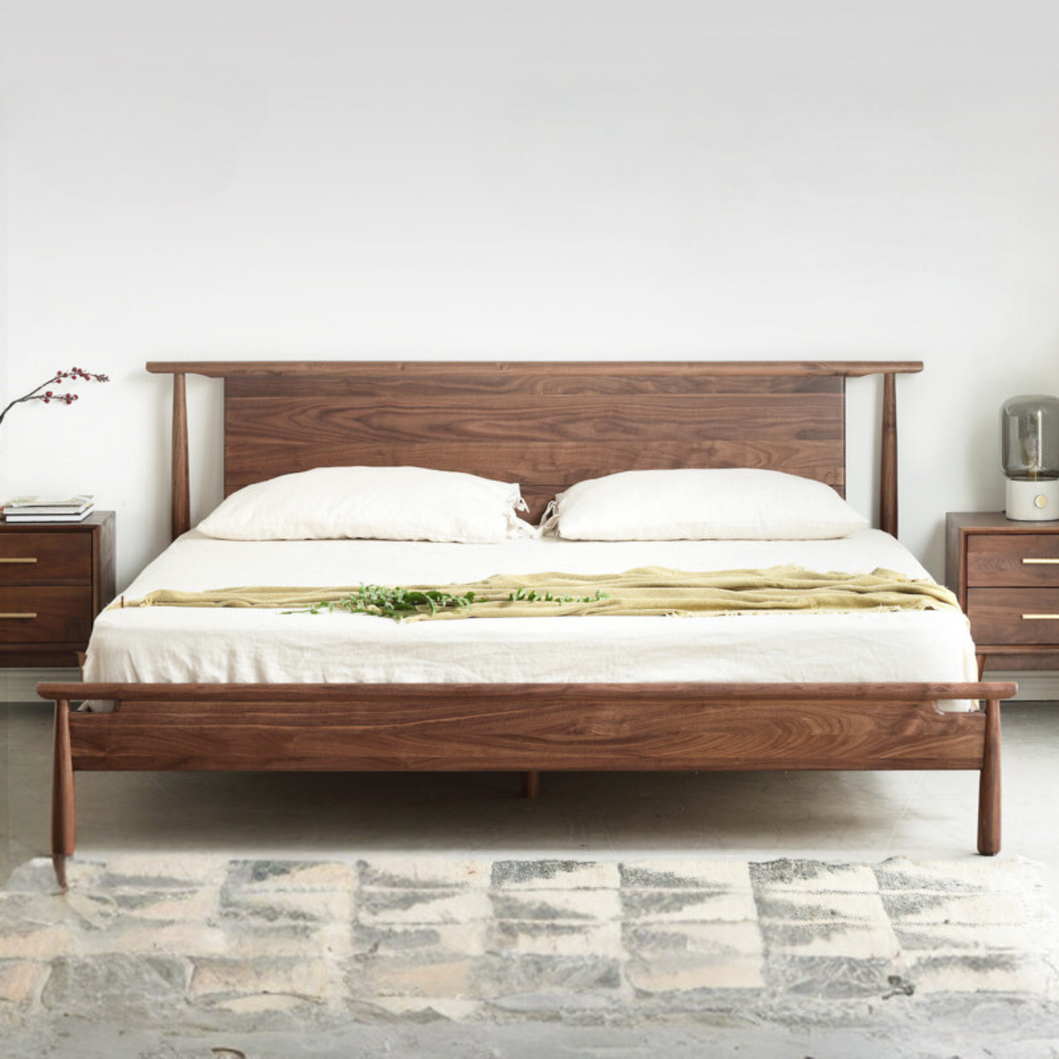North American black walnut solid wood light luxury bed