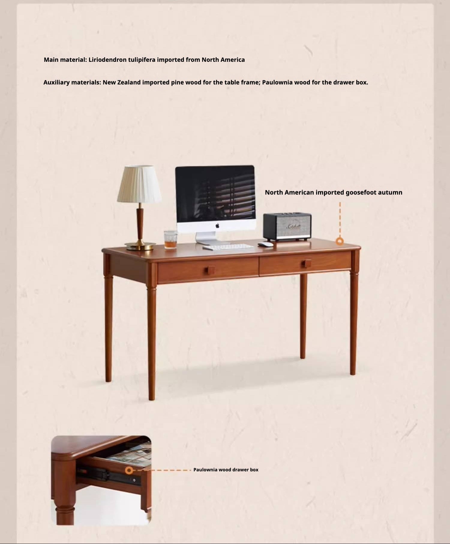 Poplar Solid Wood Medieval Style Desk