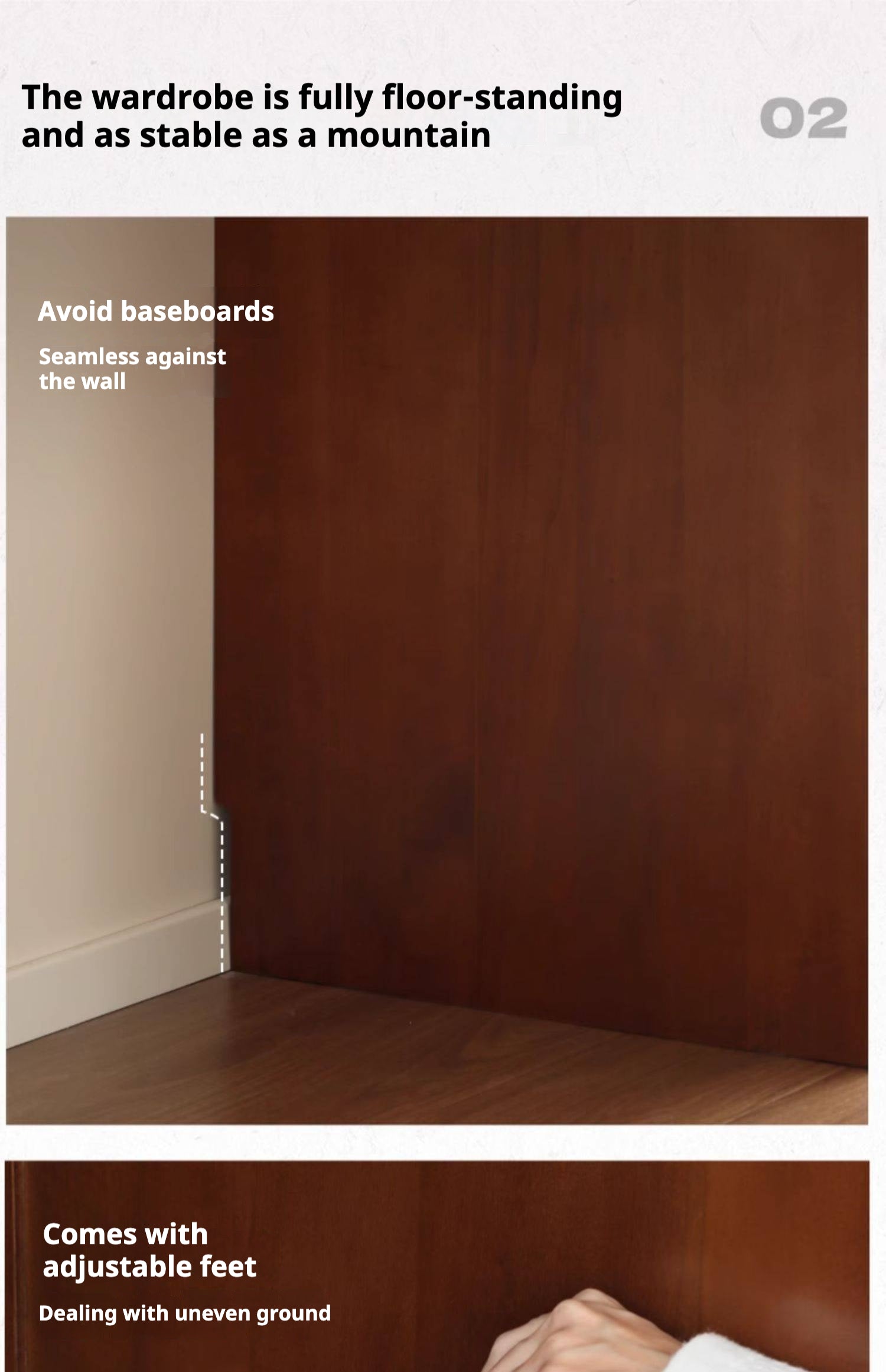 Poplar Solid Wood Wardrobe Retro Sliding Door Wardrobe.