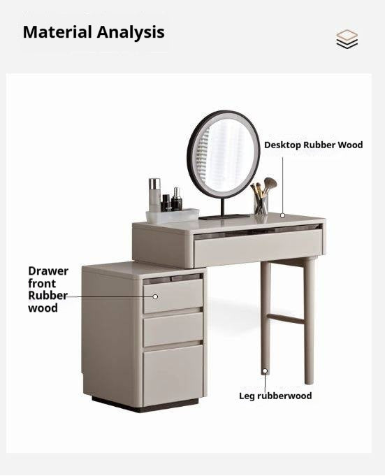 Solid RubberWood Light Luxury Retractable Vanity Table
