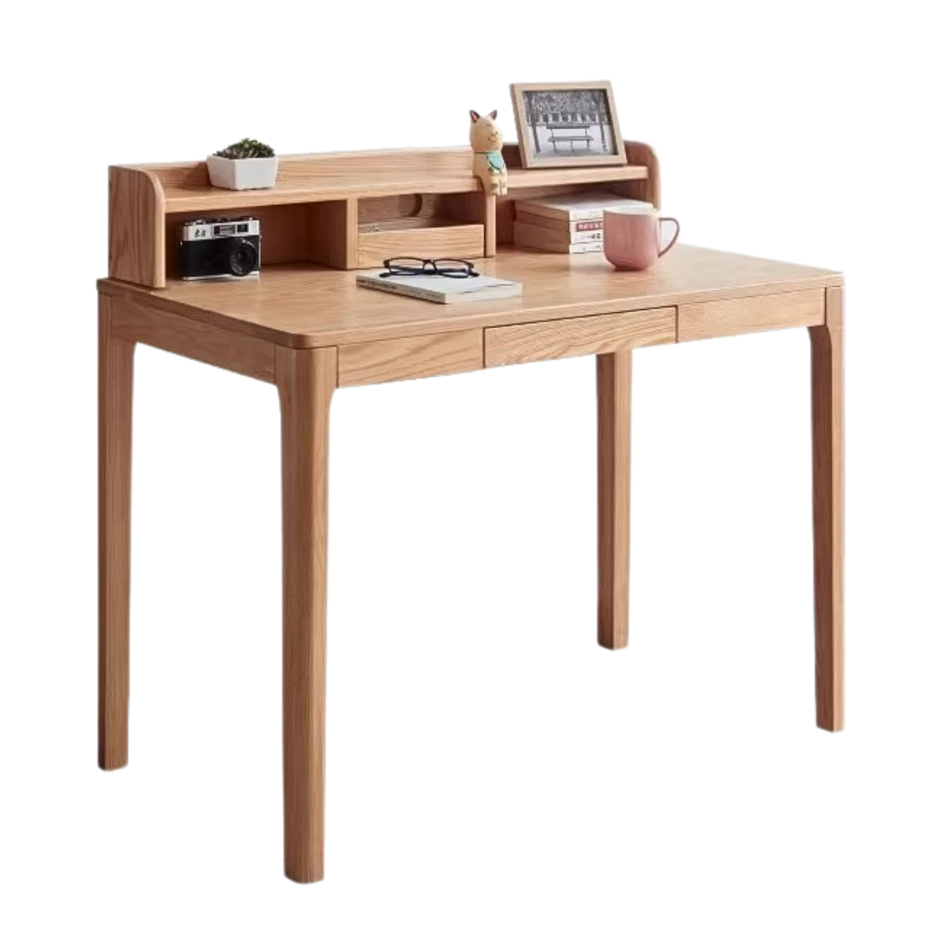 Oak, Beech Solid Wood Shelves Office Desk