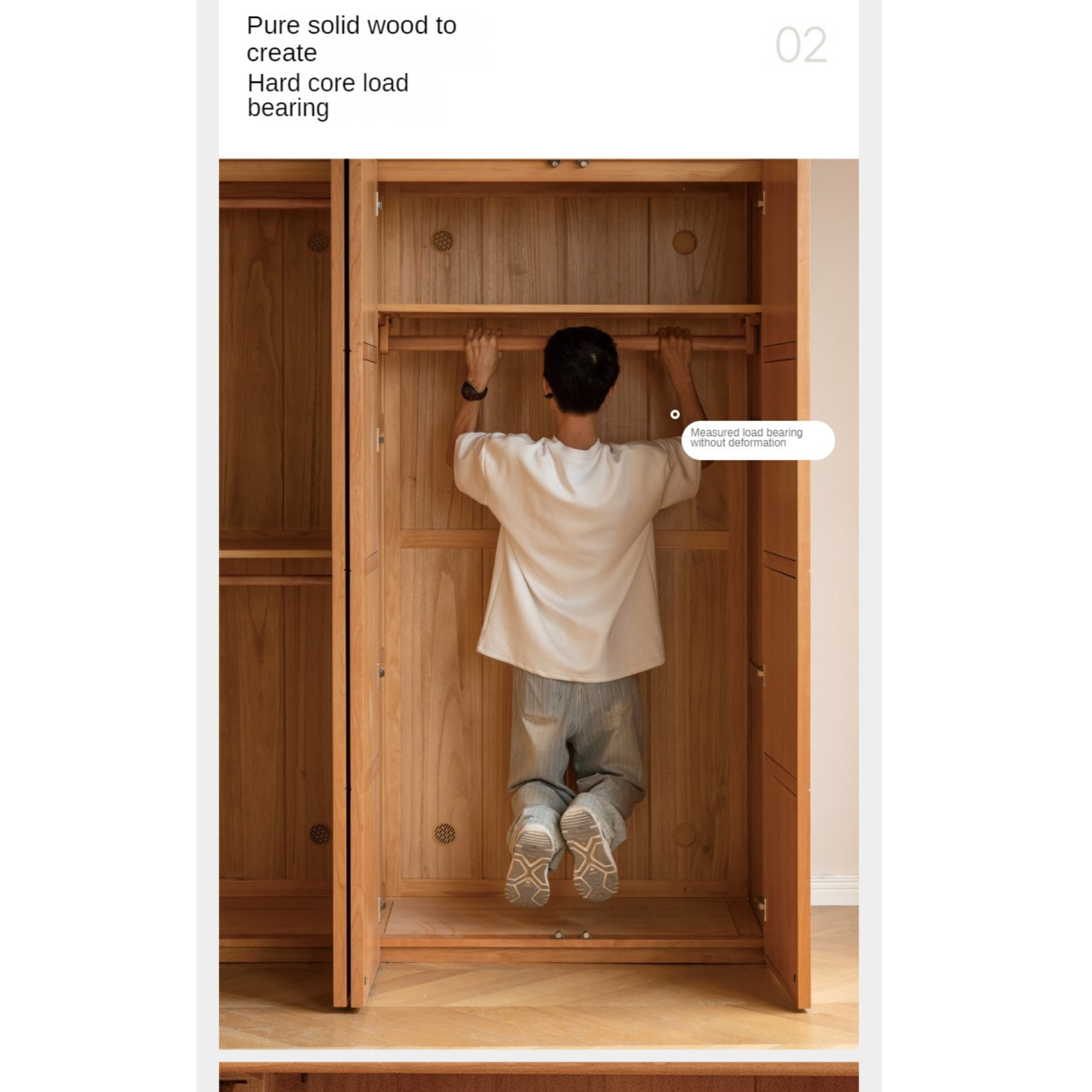 Cherry Wood Wardrobe Retro Style Skeleton Line.