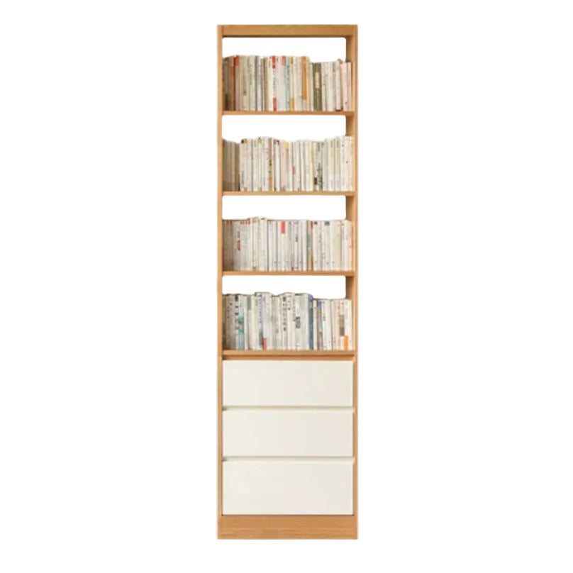 Oak Solid Wood Cream Wind Floor Bookshelves