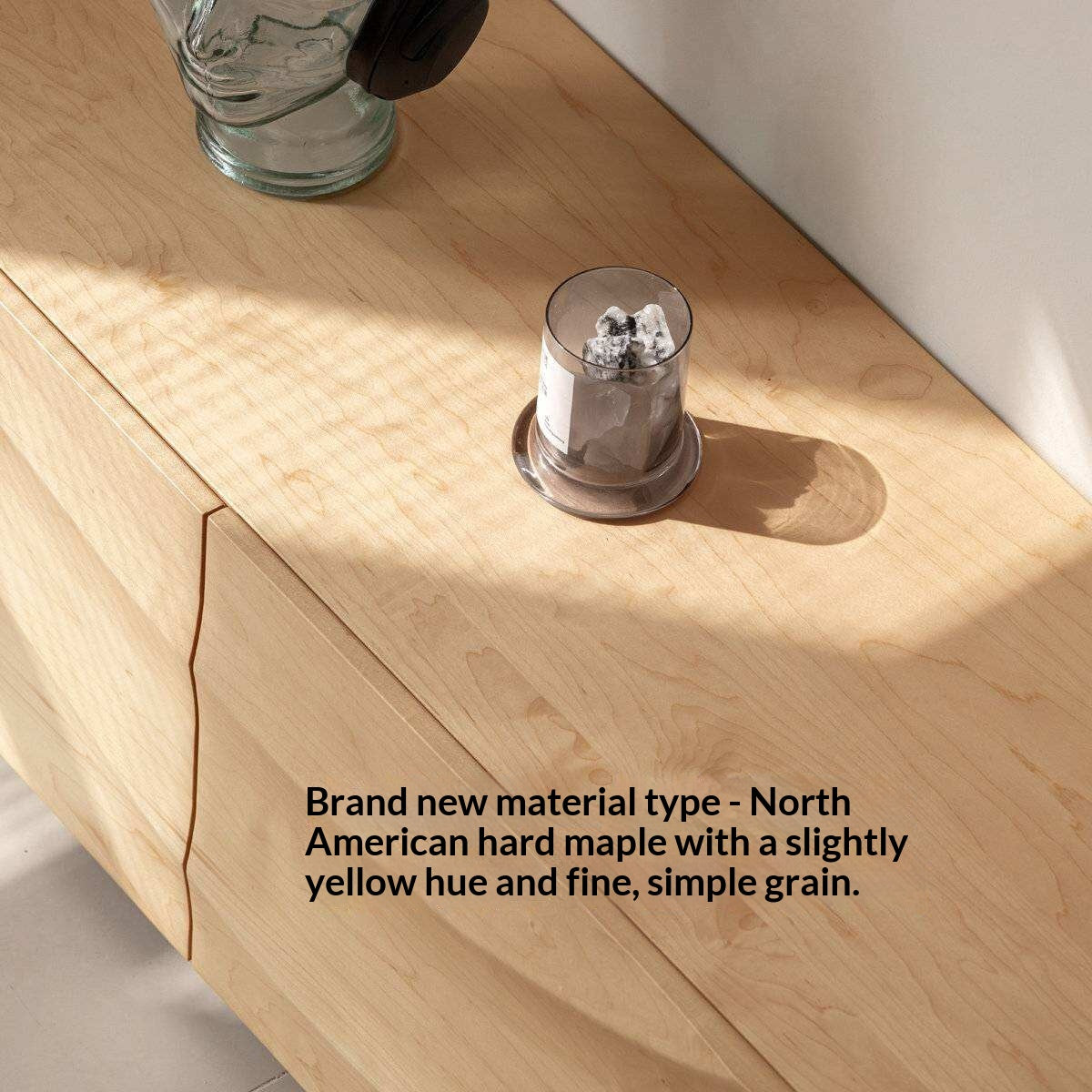 North American Hard Maple Solid Wood TV Cabinet with Modern Minimalist Design and Large Capacity