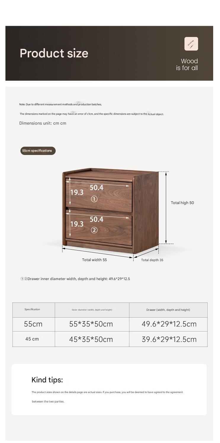 Poplar Solid Wood Italian Light Luxury Nightstand.
