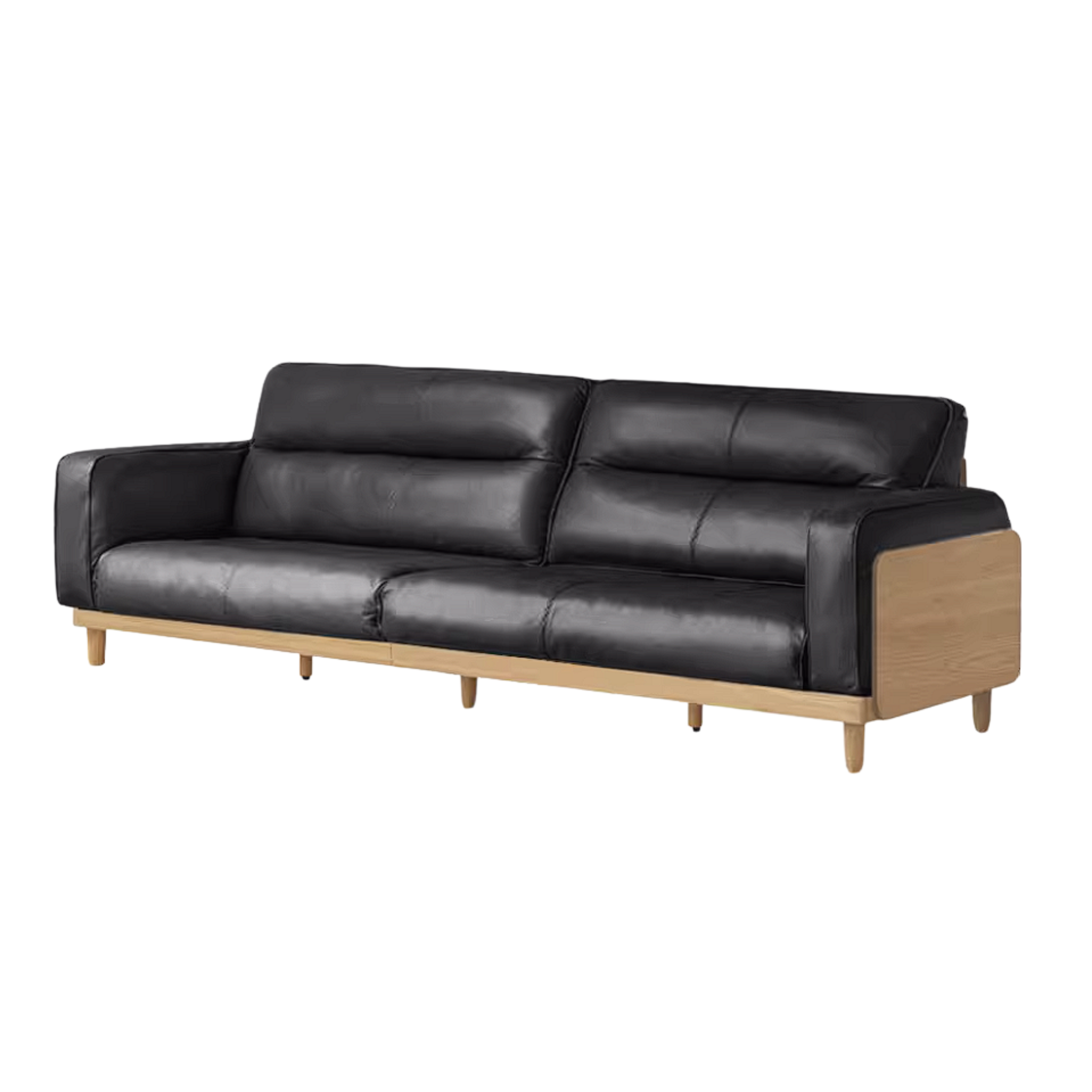 Oak, Ash Solid Wood Sofa with Exposed Wood Frame Arms