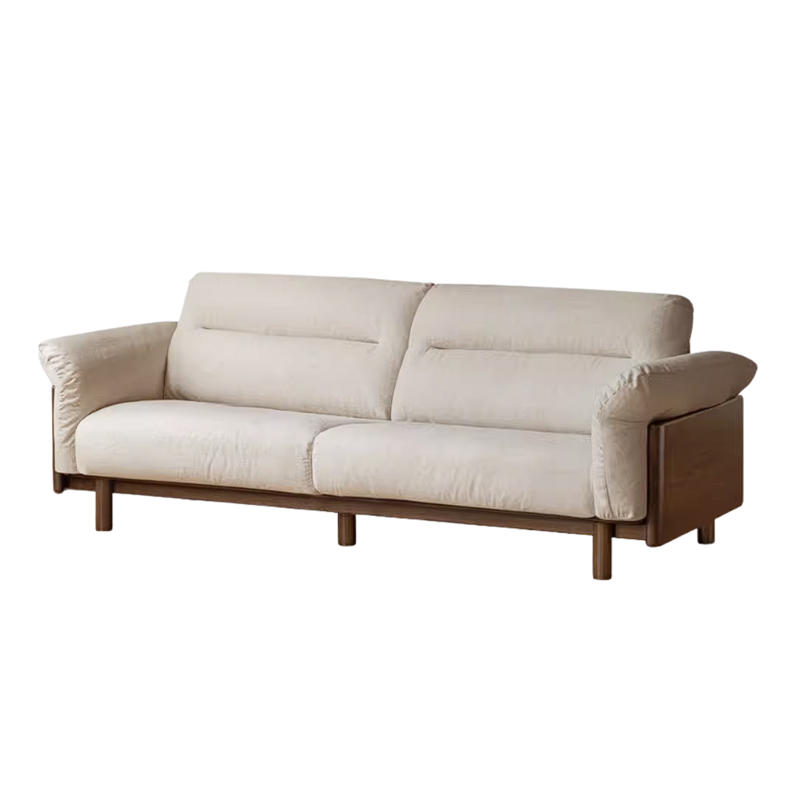 Oak Solid Wood Sofa with Wide Track Arms Genuine leather, fabric, removable and washable