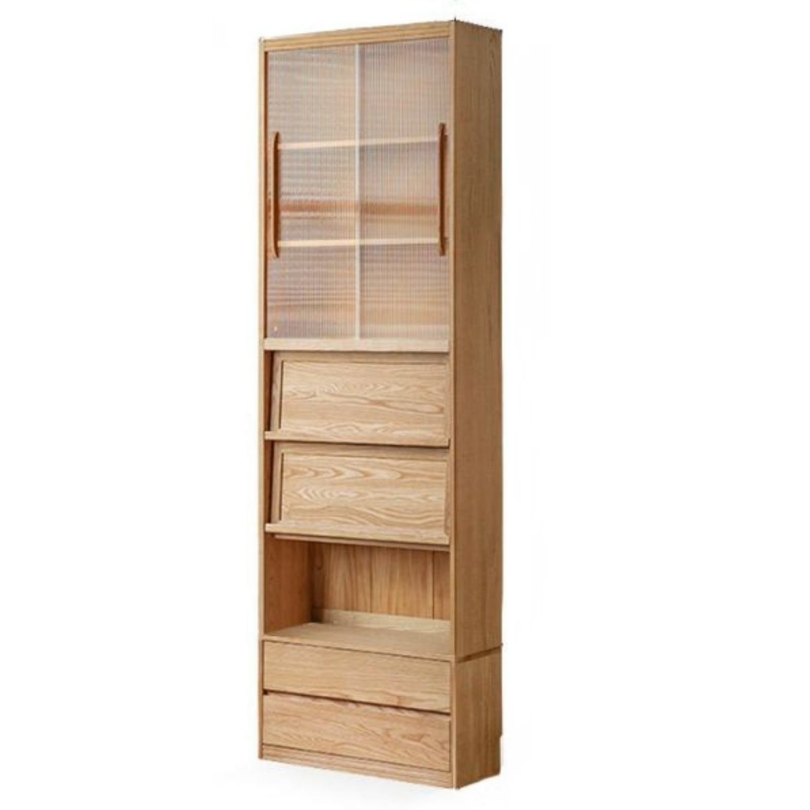 Oak, Ash Solid Wood Wall-Mounted Bookcase with Simple Storage Design