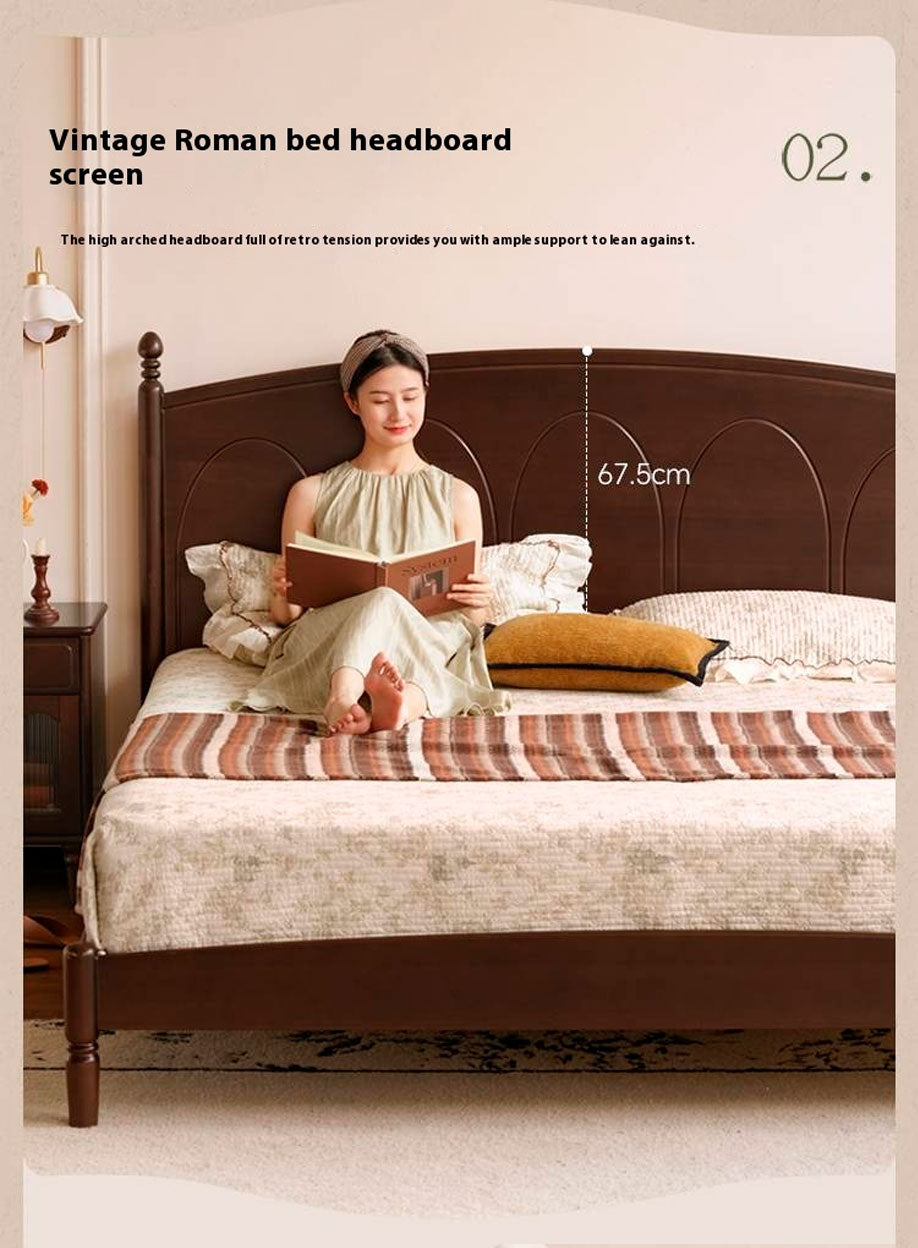 Poplar Solid Wood French Retro Bed