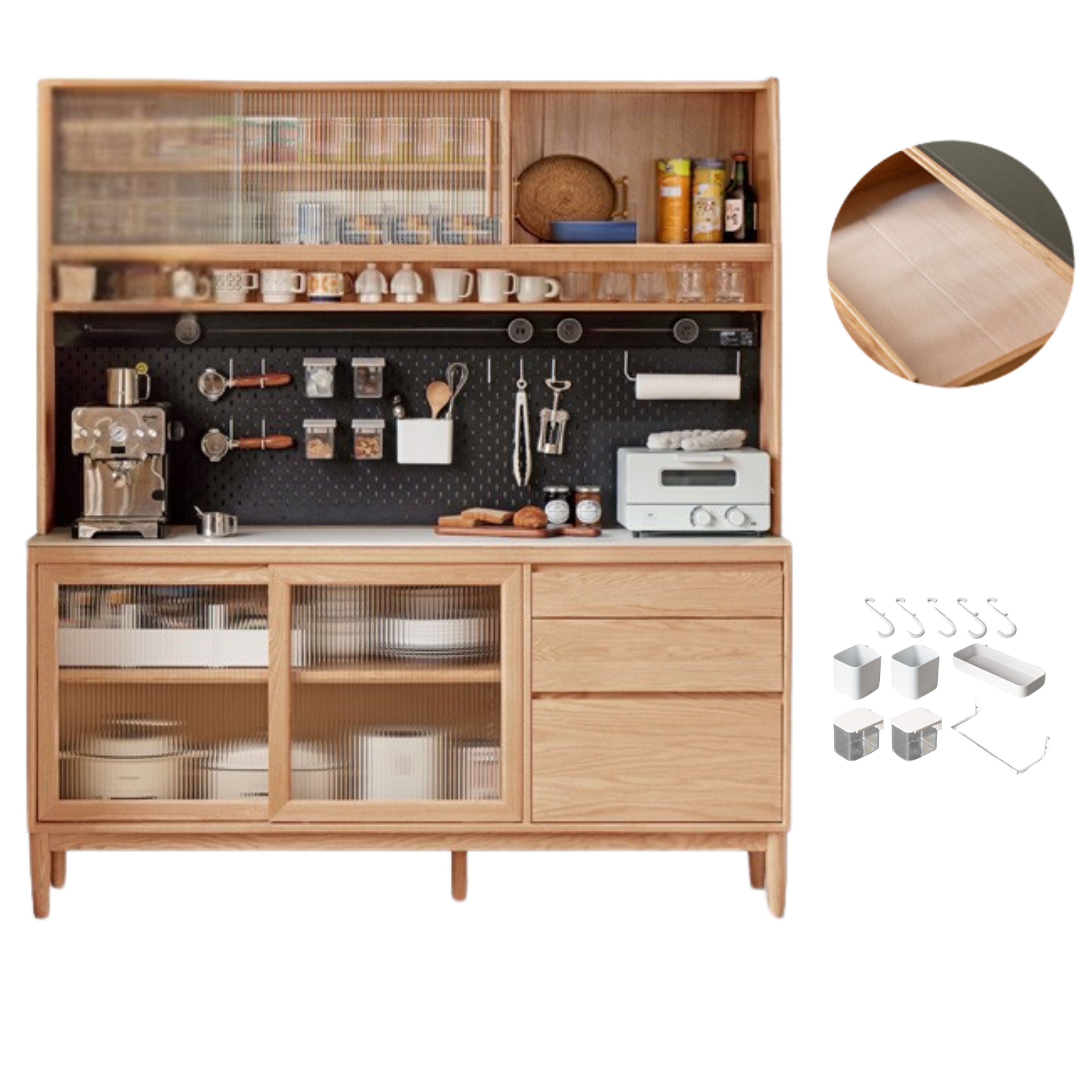 Oak, Ash, White Ash Solid Wood Large Capacity Storage Sideboard