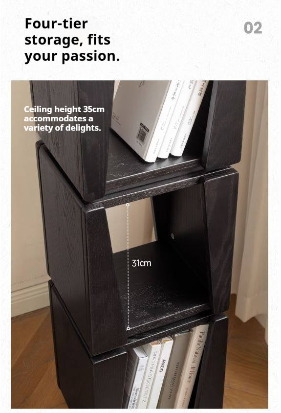 Oak Solid Wood Narrow Bauhaus Style Bookshelf