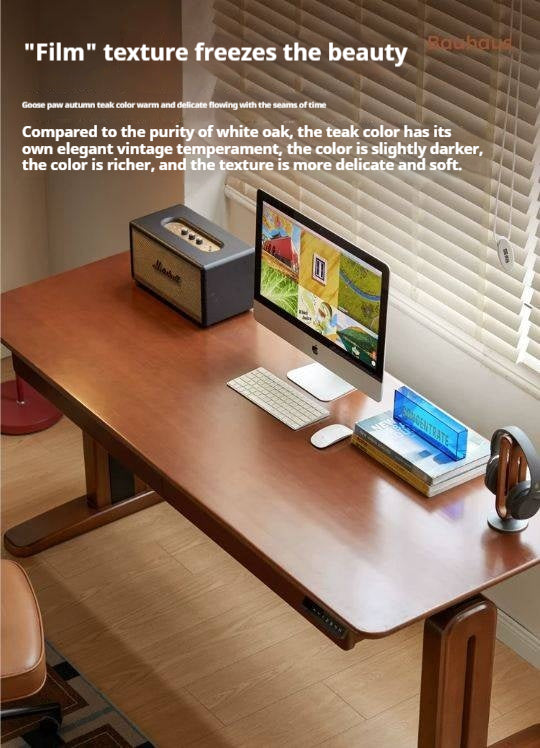 Tulipwood Solid Wood Retro Electric Lift Desk.
