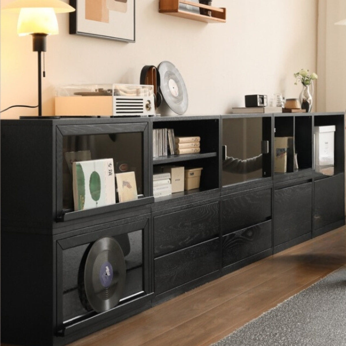 Oak Solid Wood Modern Module Combination Bookcase