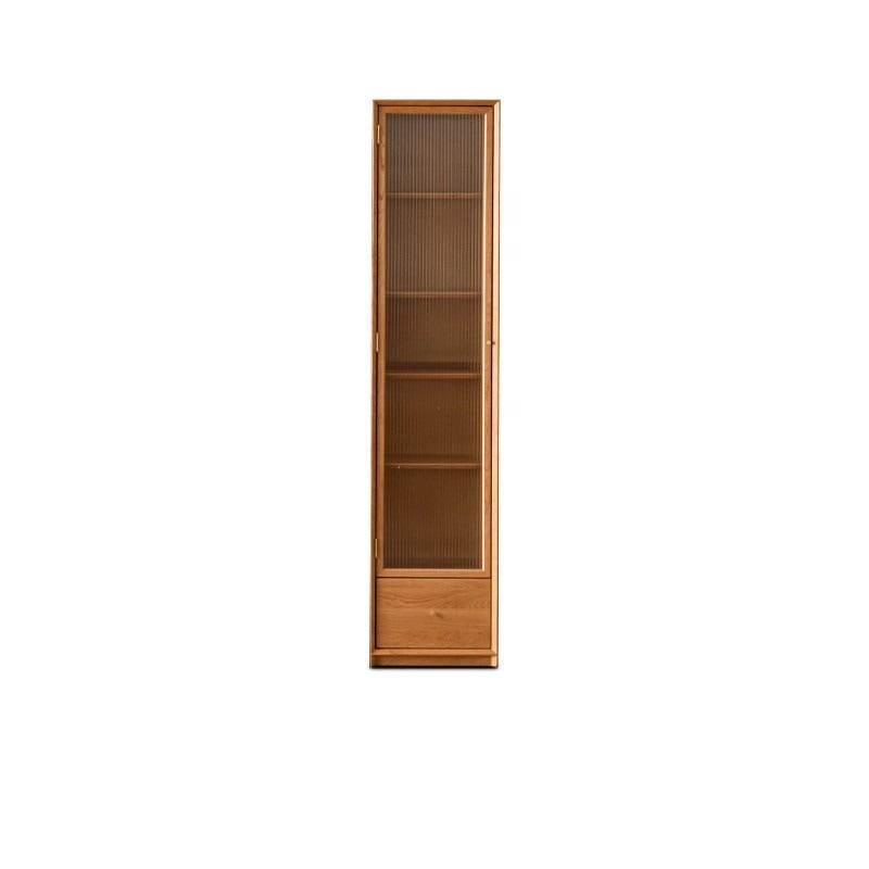 Cherry Wood Combination Bookcase Floor Shelf Glass Door Bookcase