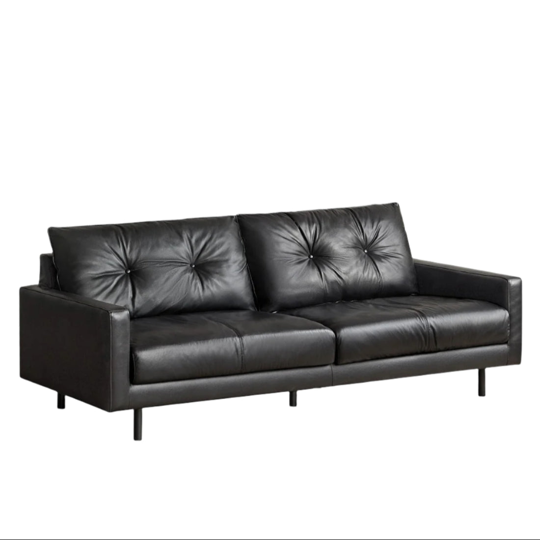 Leather Sofa, Black Top Layer Light Luxury Cowhide Sofa