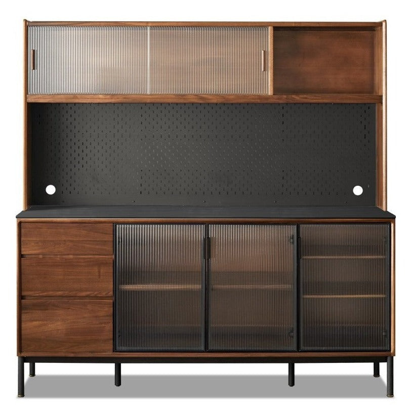 Black Walnut Solid Wood, Sandalwood Rock Sideboard Buffet Cabinet