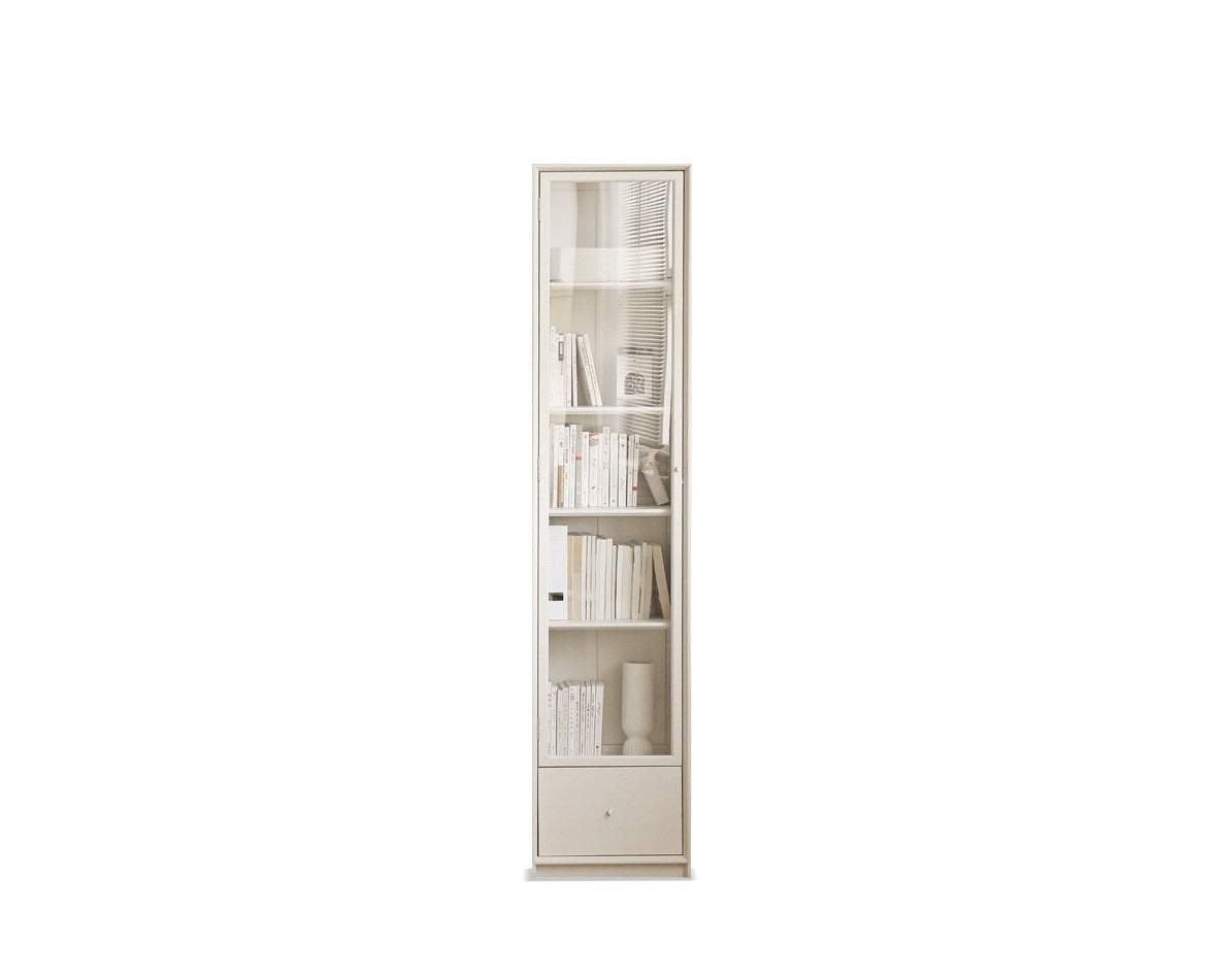Oak Solid Wood Combination Bookcase Glass Door Floor-to-ceiling Bookshelf