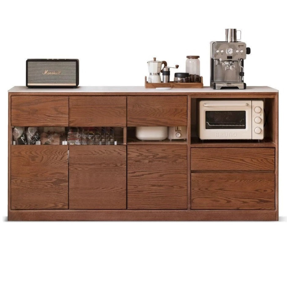 Black Walnut, Ash Solid Wood Rock Plate Storage Cabinet, Sideboard