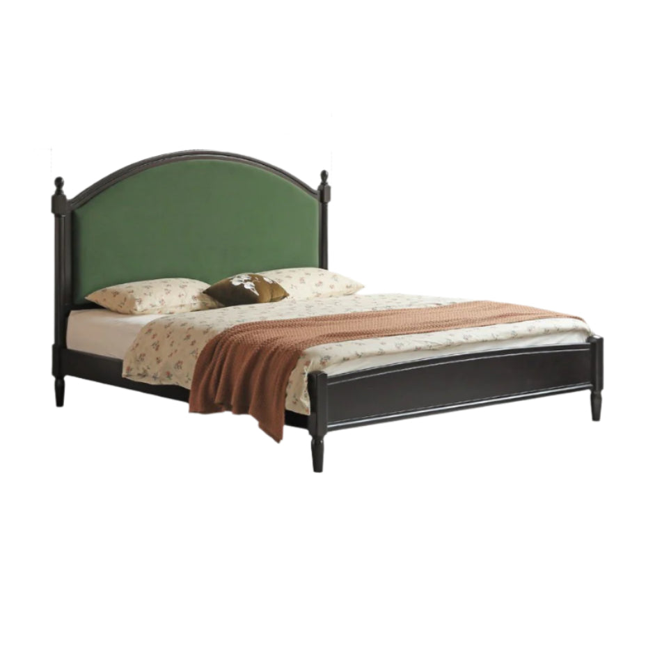 Rubberwood Solid Wood Soft Backrest Bed French Style