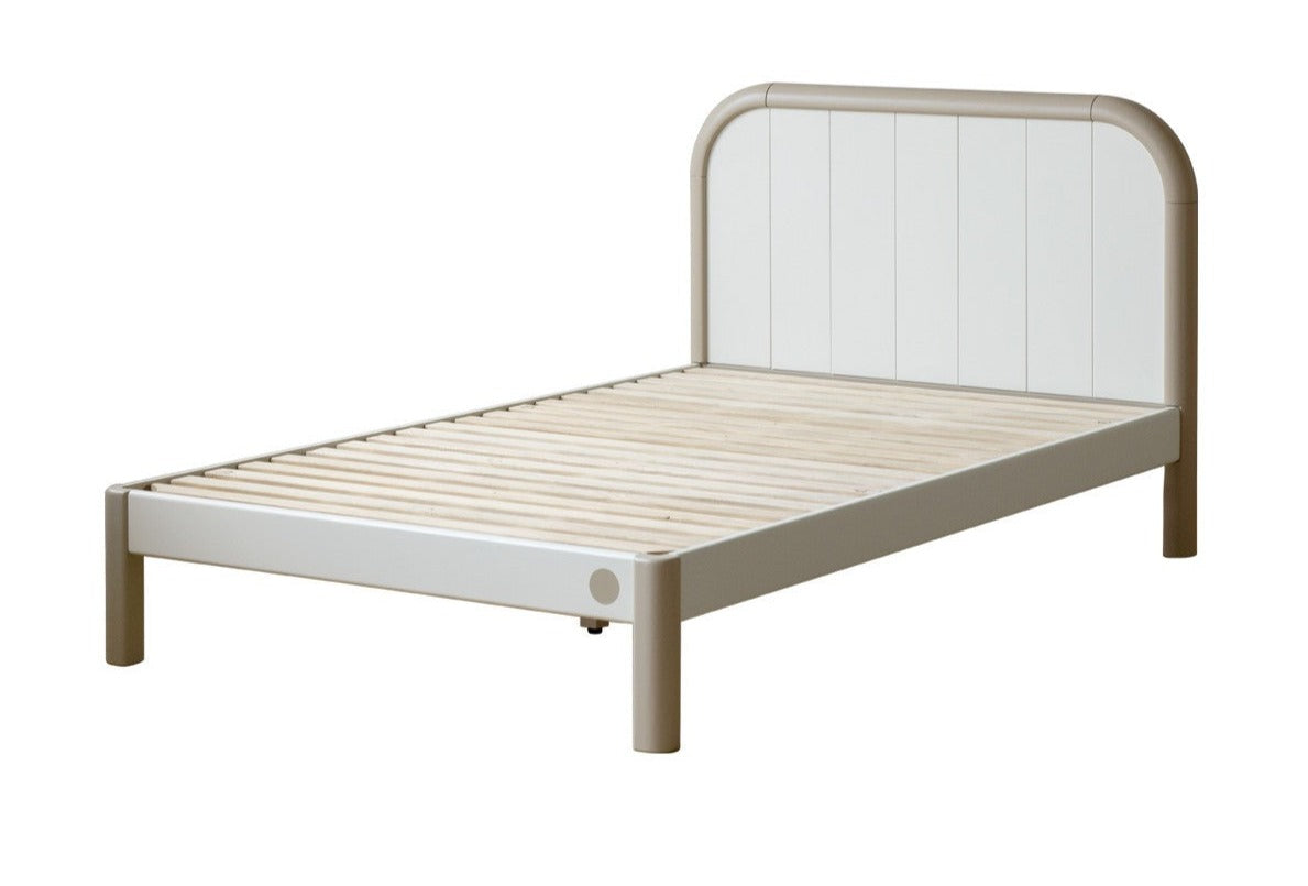 Poplar solid wood kids bed white cream<