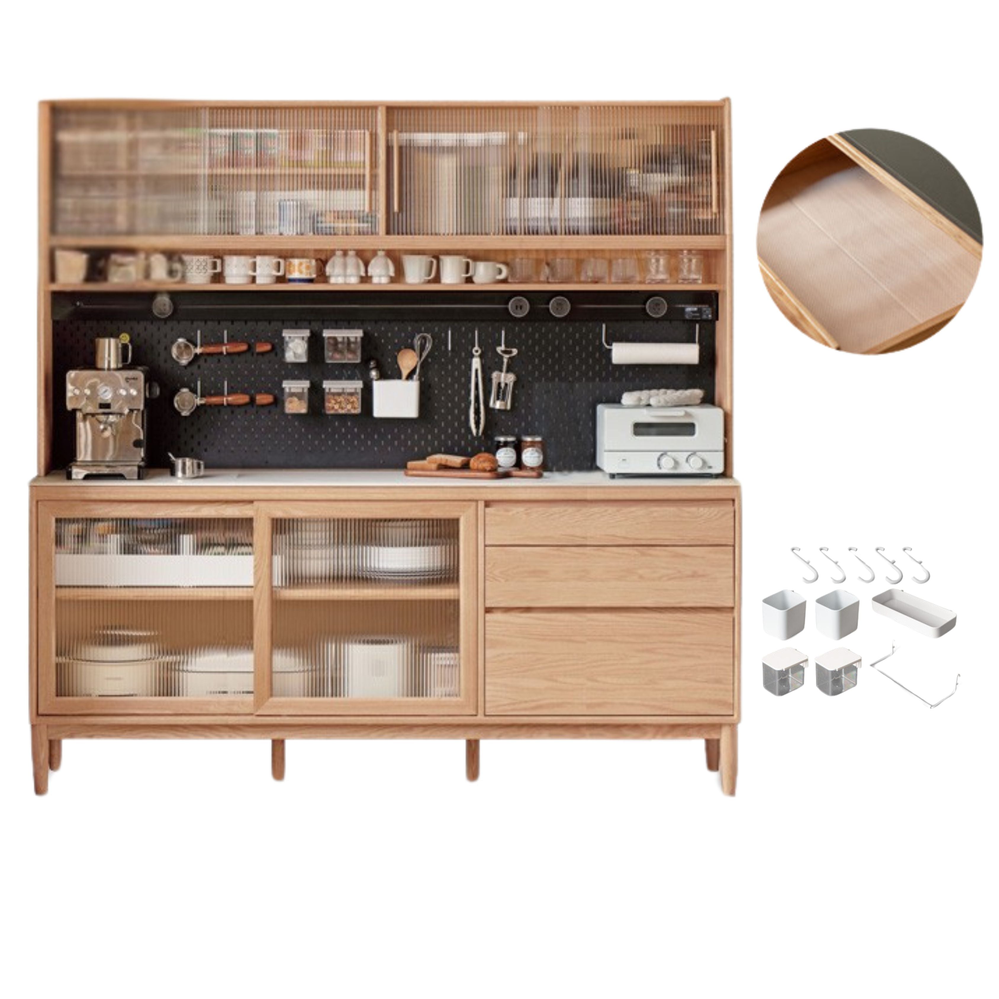 Oak, Ash Solid Wood Large Capacity Storage Sideboard