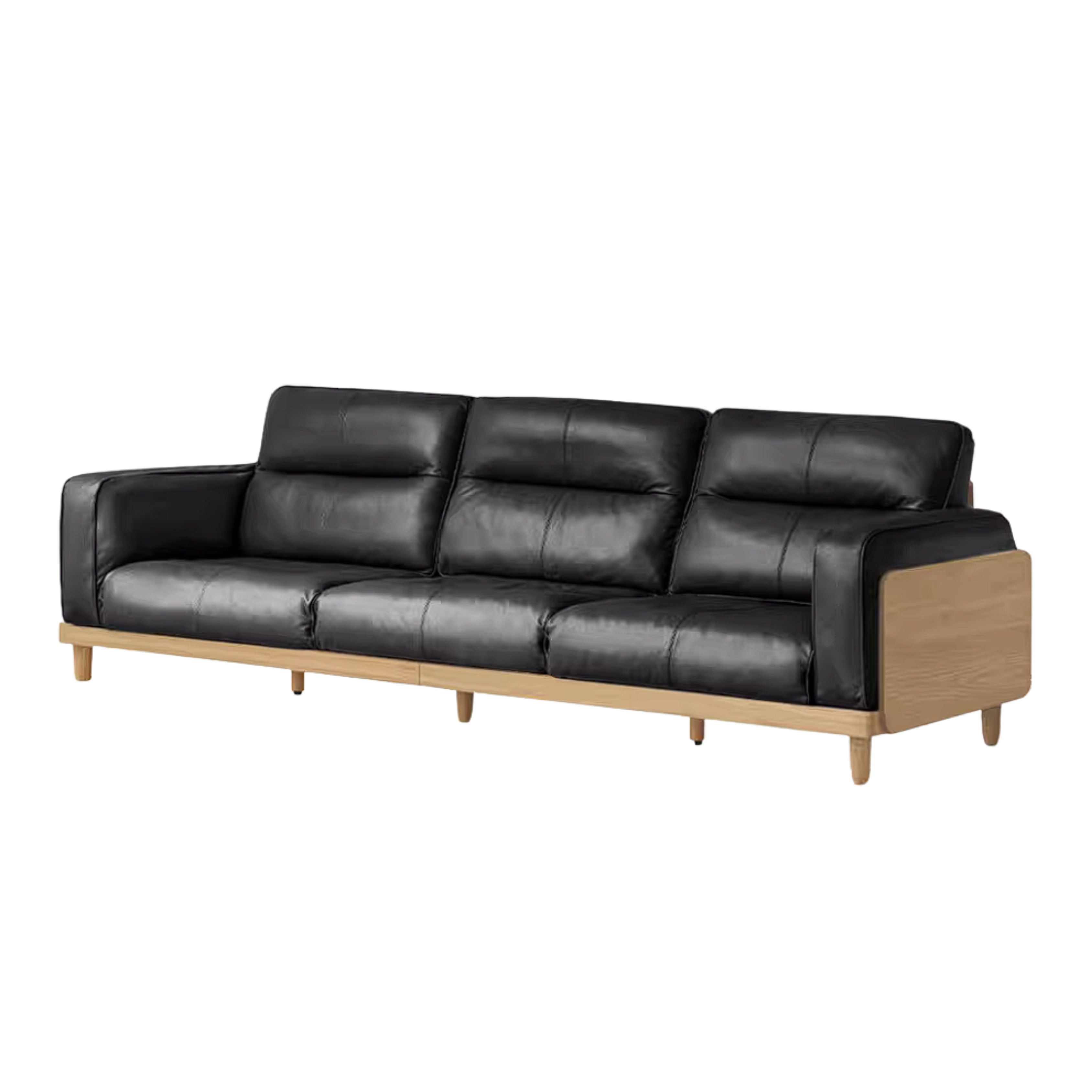 Oak, Ash Solid Wood Sofa with Exposed Wood Frame Arms