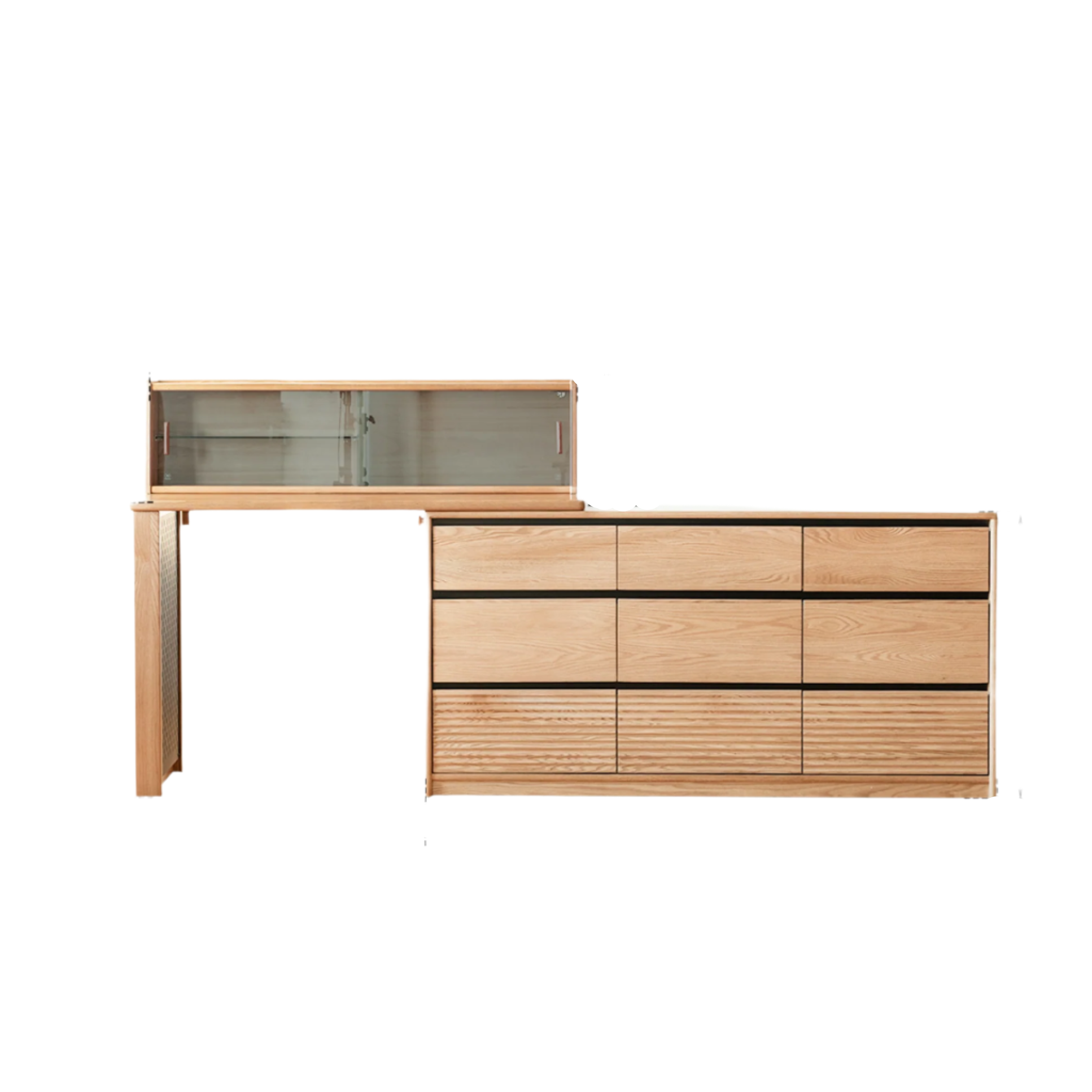 Oak, Ash Solid Wood Modern Telescopic Dressing Table.