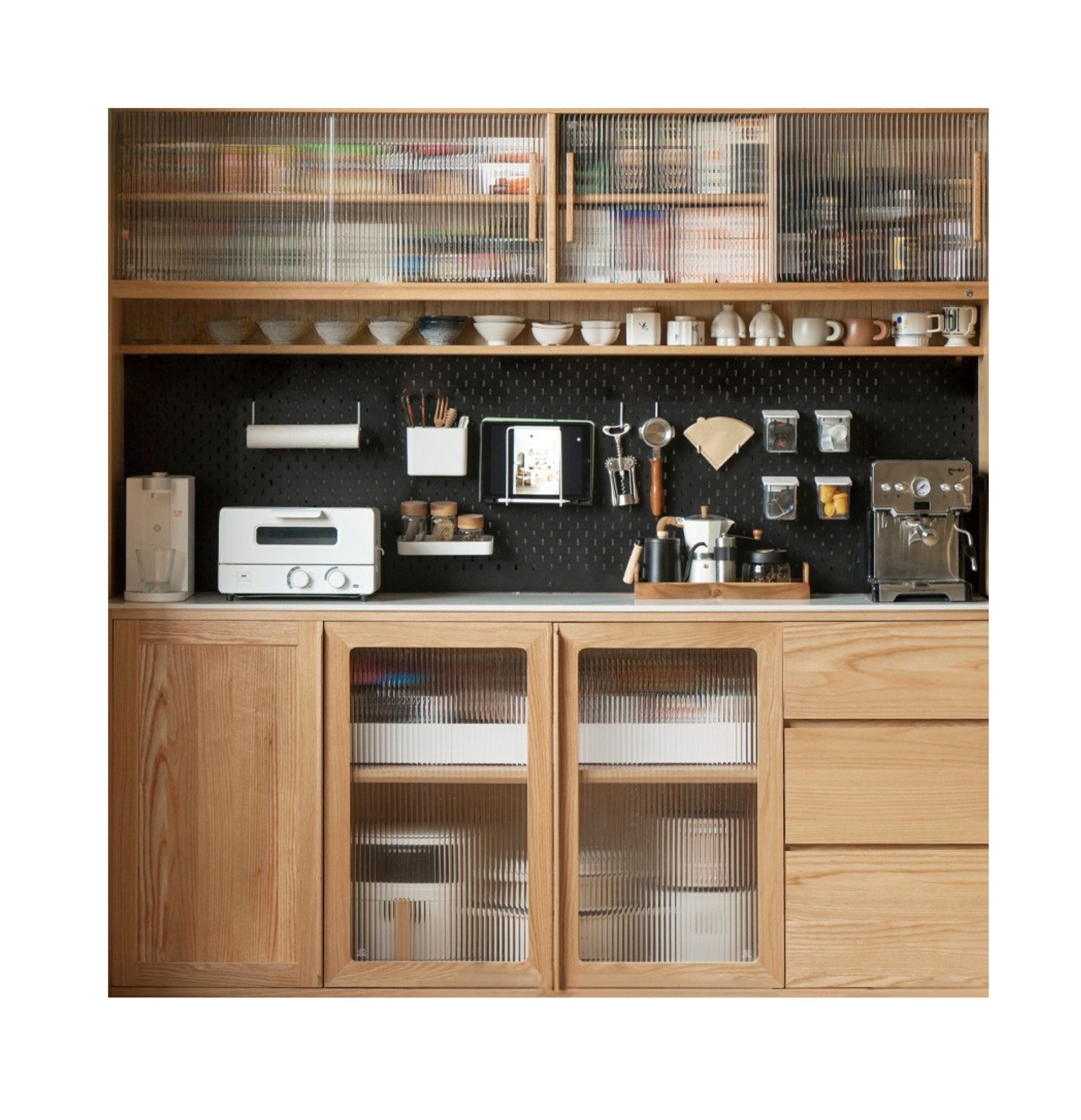 Ash Solid Wood White Wax Rock Plate Sideboard