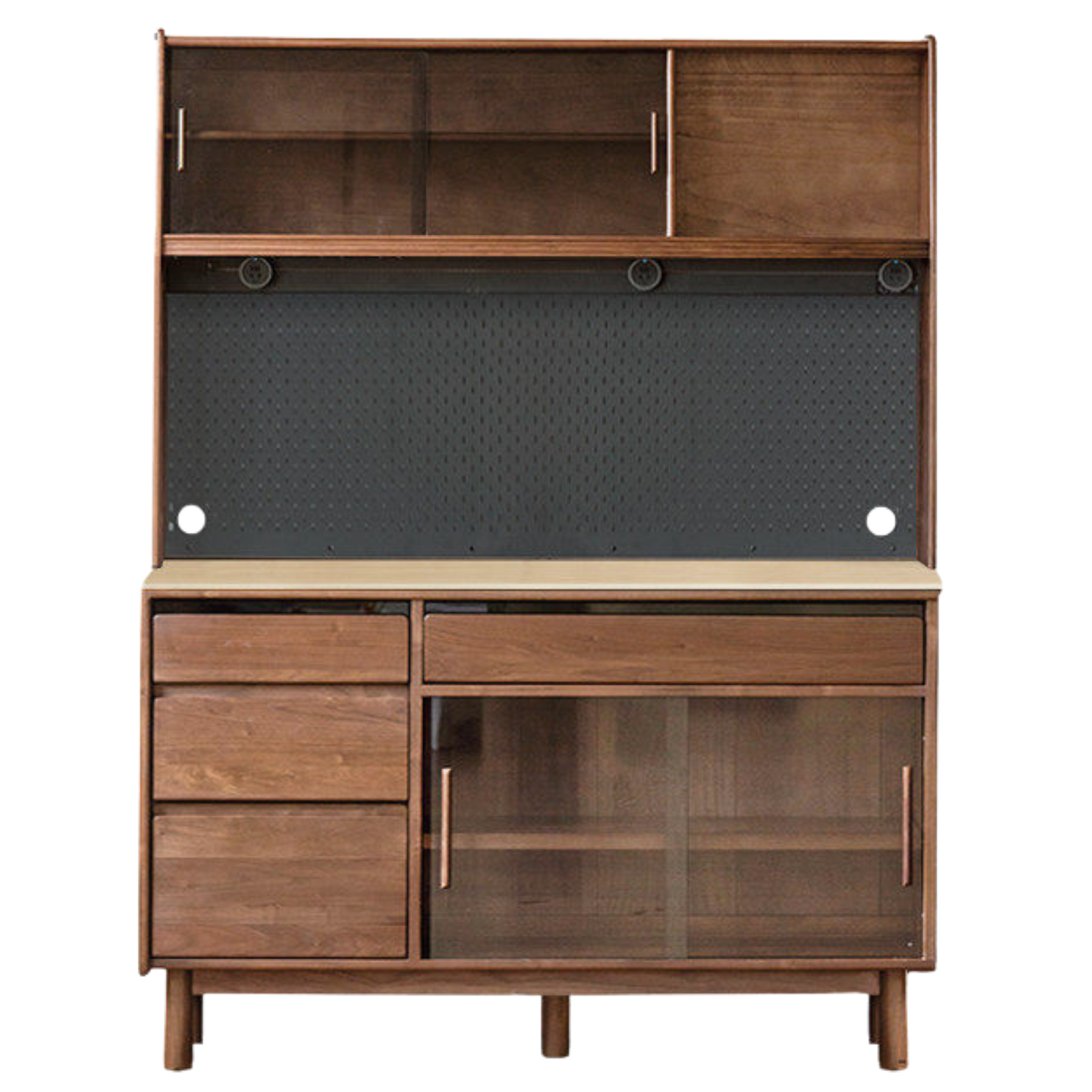 Black Walnut, Sandalwood Solid Wood Light Luxury Rock Plate Sideboard