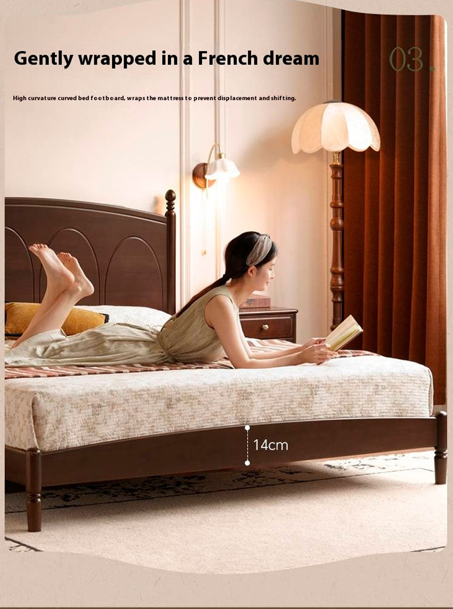 Poplar Solid Wood French Retro Bed