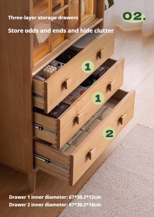 Beech Solid Wood Modern Simple with Light Storage Cabinet.