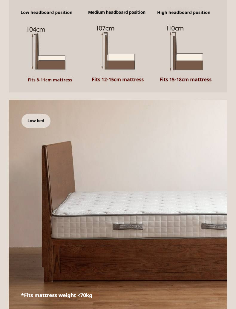 Oak Solid Wood Box Bed — Modern Minimalist Design
