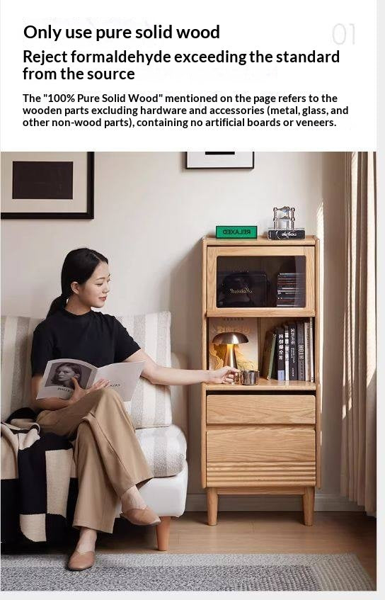 Oak Solid Wood Modern Style Side Cabinet