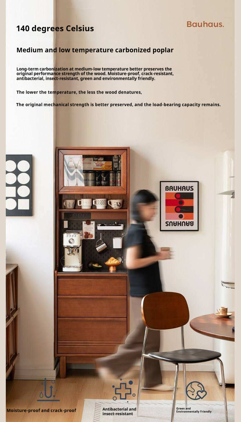 Poplar Solid Wood Vintage Style Sideboard with Dining Room Storage