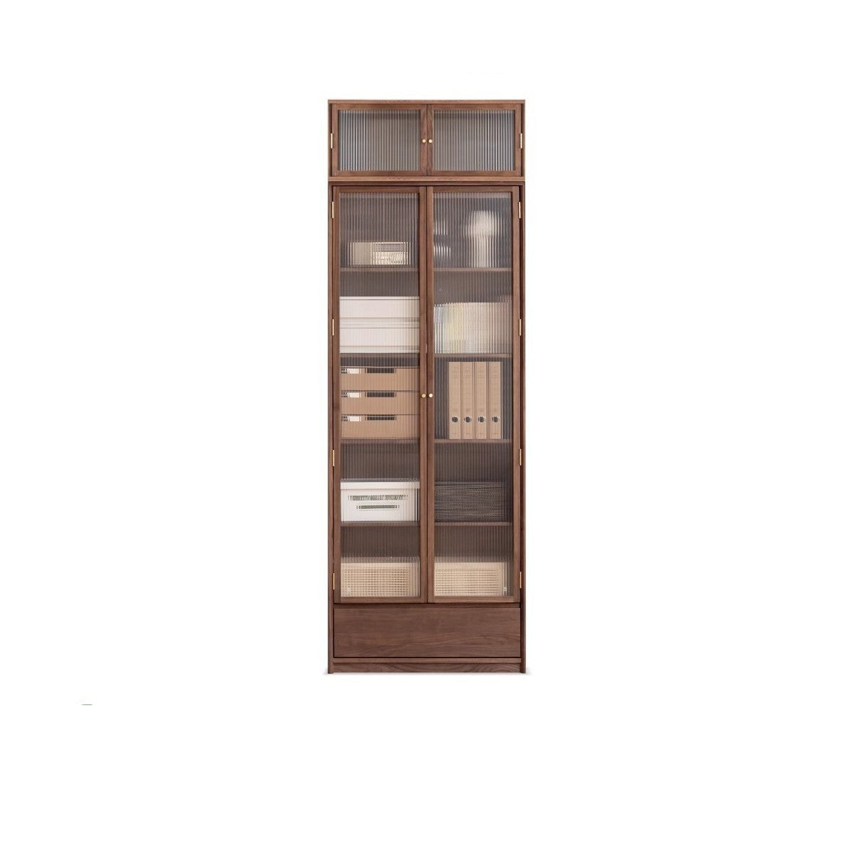 Black Walnut Solid Wood flat glass Double-door bookcase