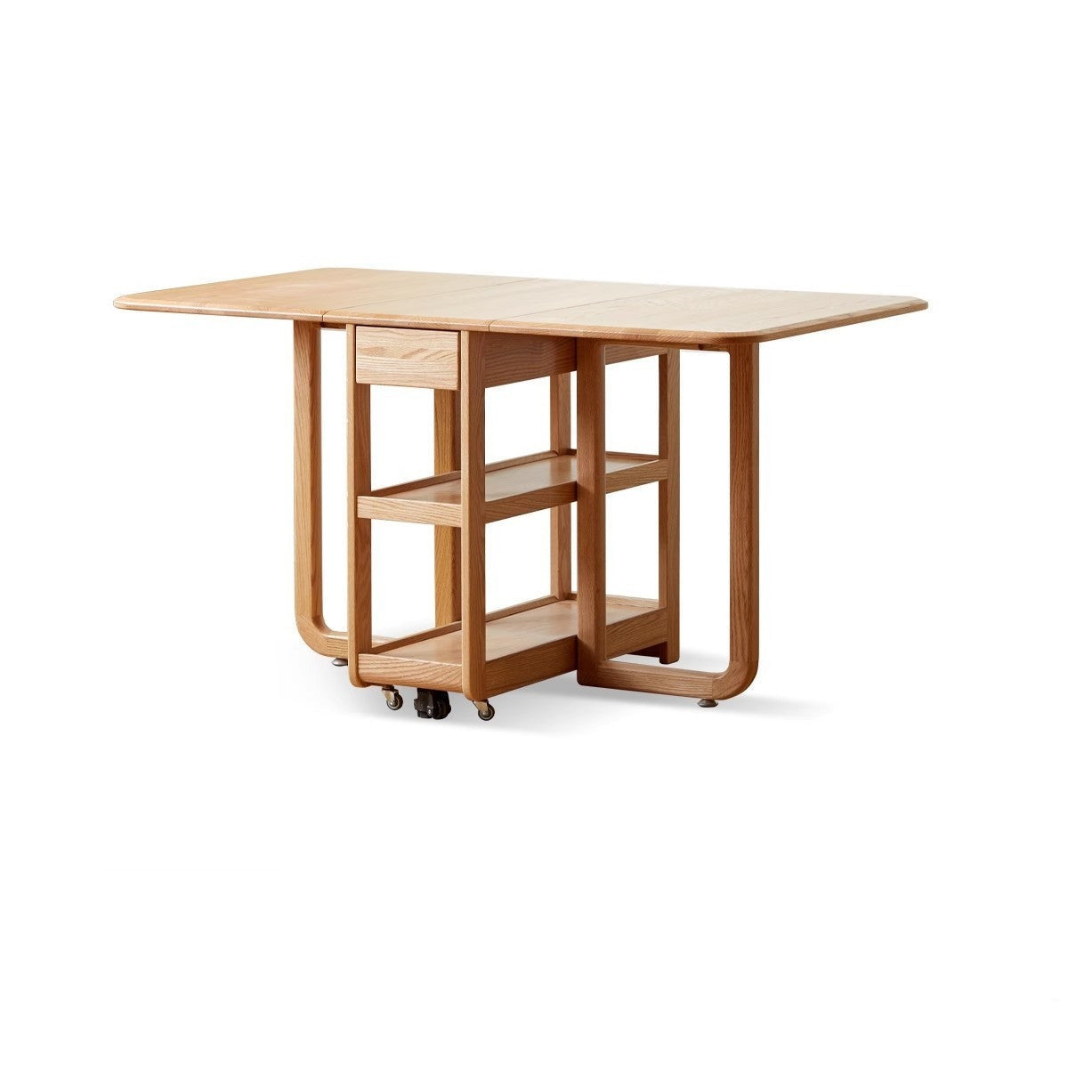 Oak Solid Wood Folding Multi-Functional Storage Telescopic Dining Table