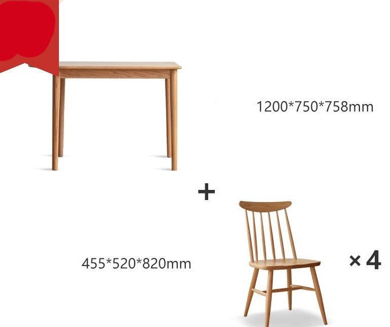 Rock slab Oak Solid wood semi-circular dining table "