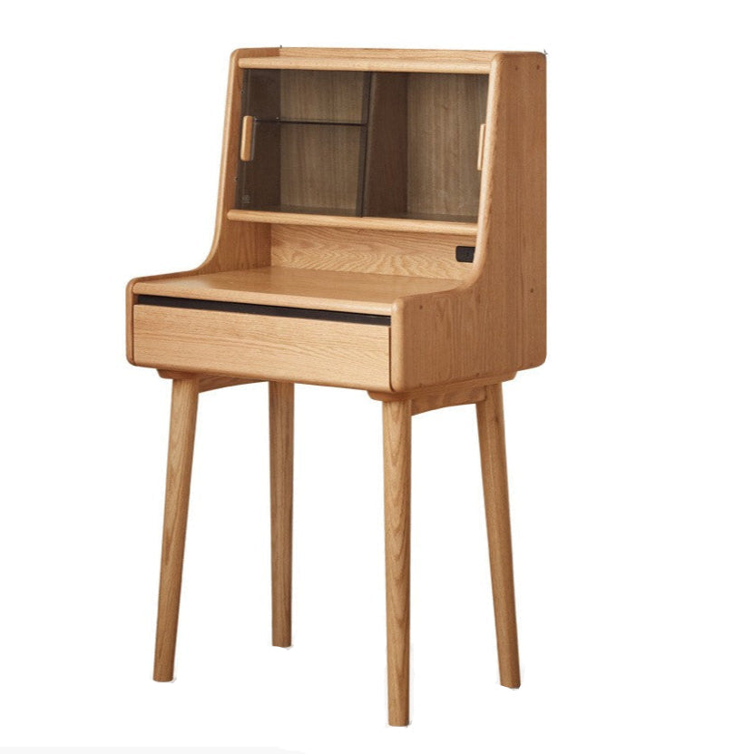 Oak, Ash Solid Wood Vanity Table Shelf Integrated.