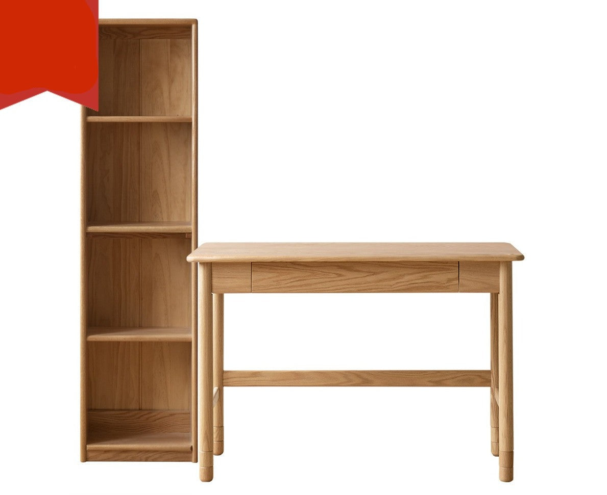 Oak Solid Wood Kids Lifting Study Desk Bookshelf