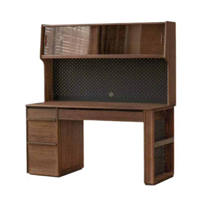Black Walnut Solid Wood Combination Desk With Shelf