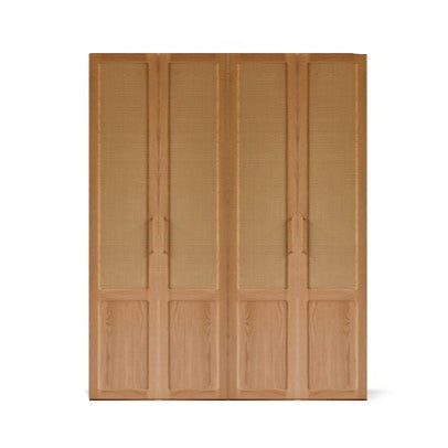 Oak Solid Wood Free Combination Wardrobe Rattan Door.