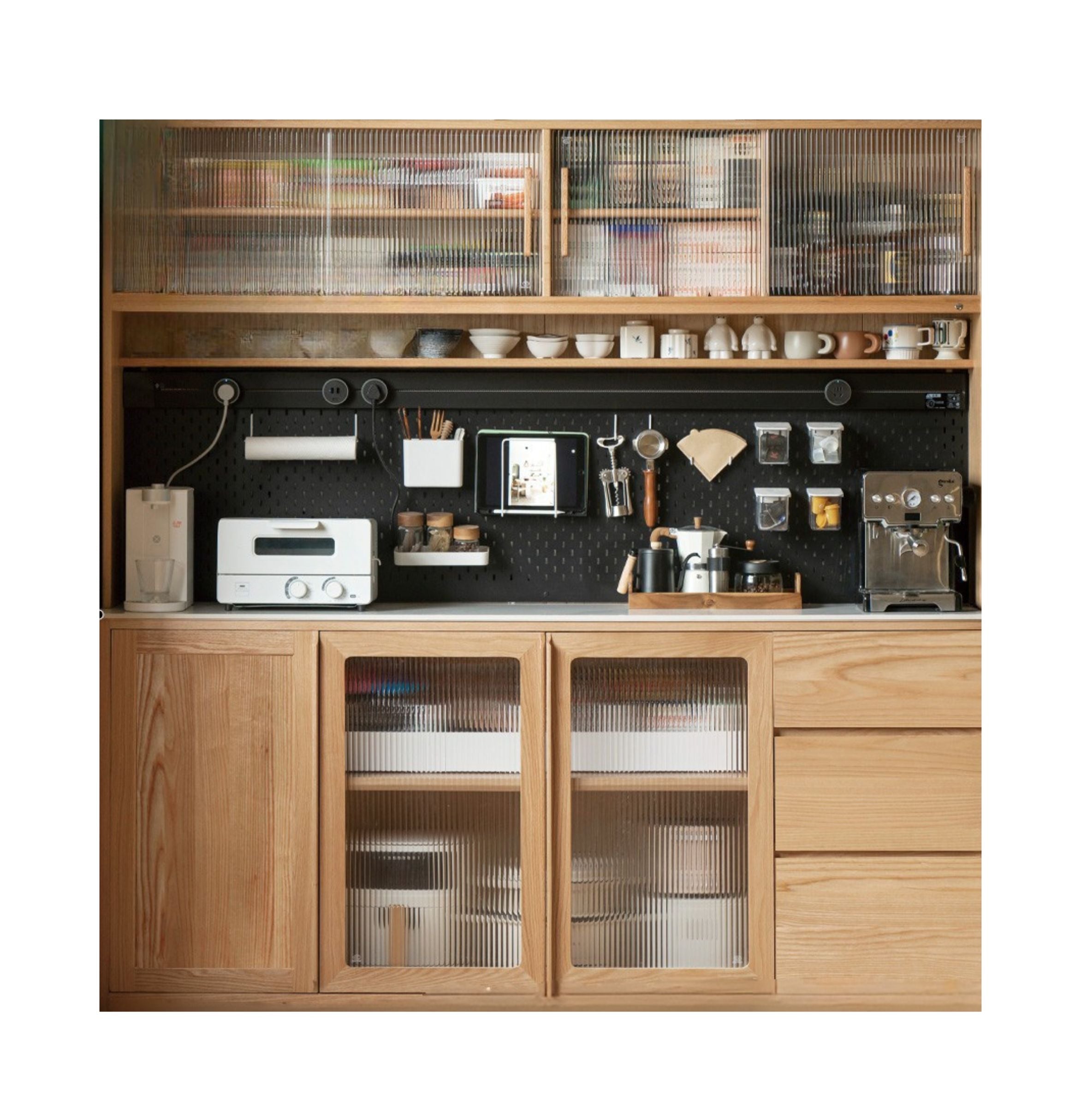 Ash Solid Wood White Wax Rock Plate Sideboard