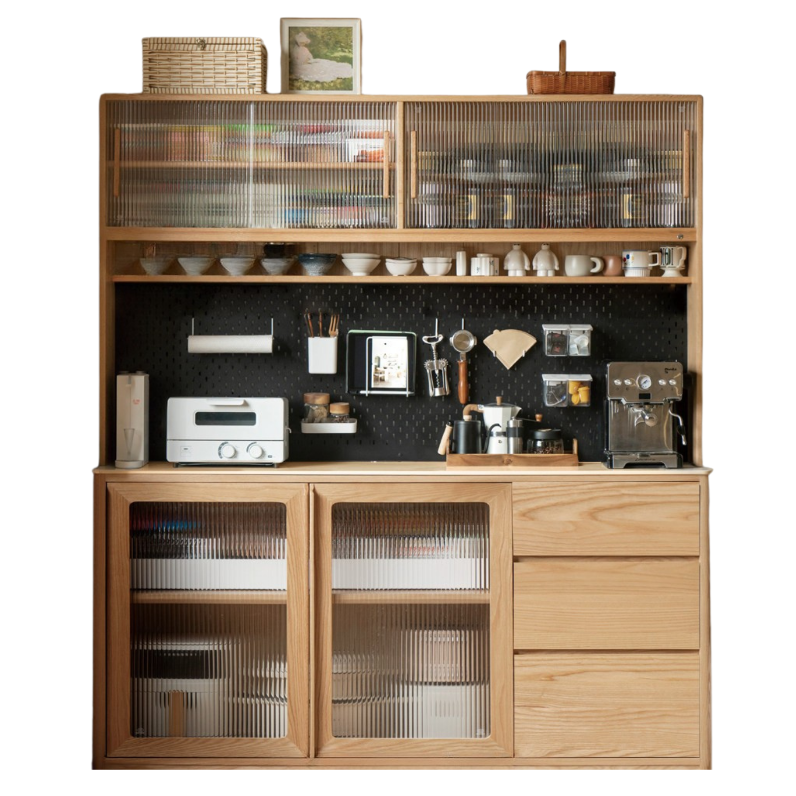 Ash Solid Wood White Wax Rock Plate Sideboard