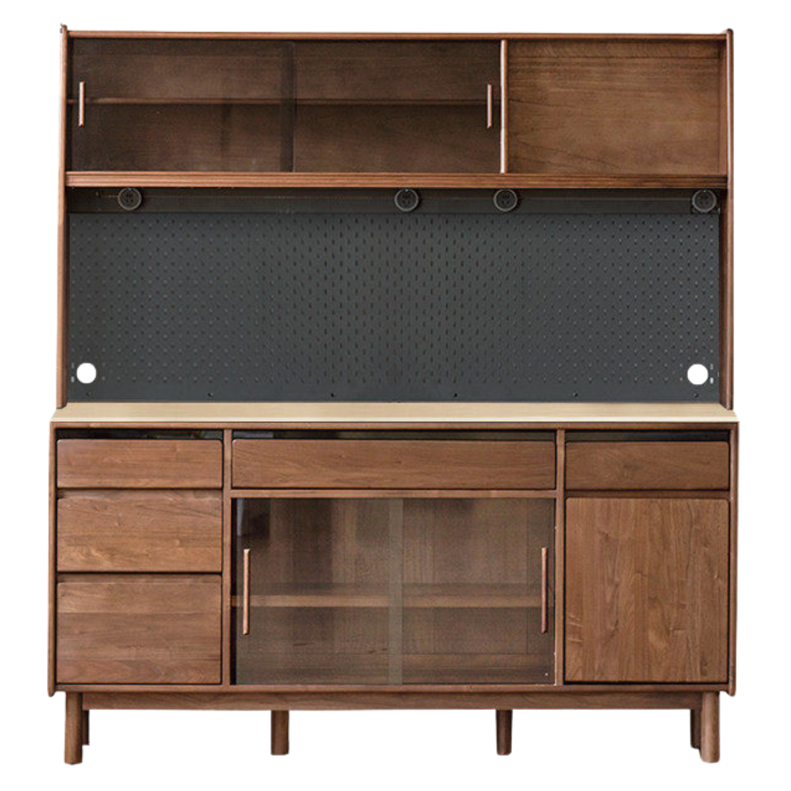 Black Walnut, Sandalwood Solid Wood Light Luxury Rock Plate Sideboard